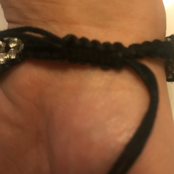 Silver Beaded Bracelet with Black String - Picture 3 of 3